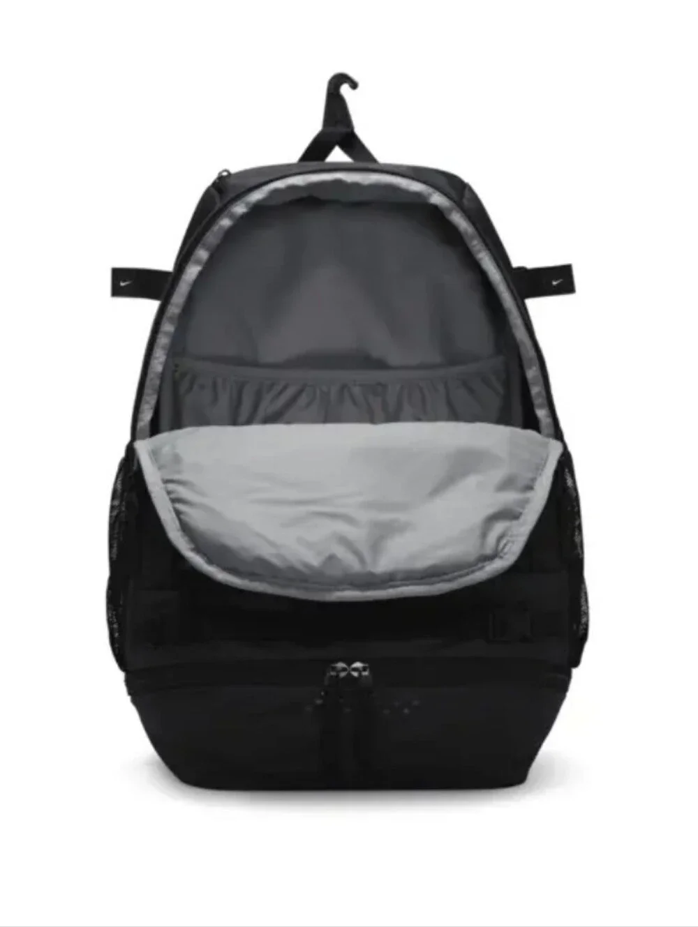 Nike Vapor Select Black Baseball Backpack with White Brushstroke Logo Detail